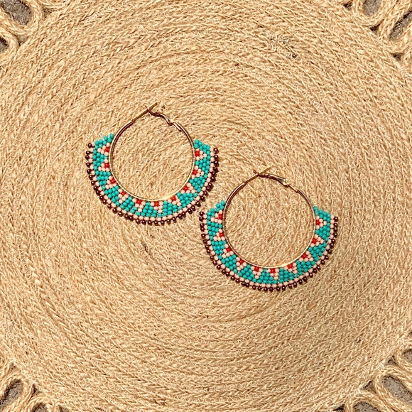 Aztec Hoop Earrings - Picture 1 of 1